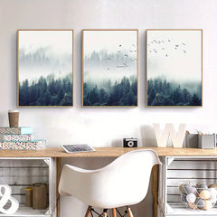 Nordic Forest Wall Art Set of 3 Canvas Prints 12x16in