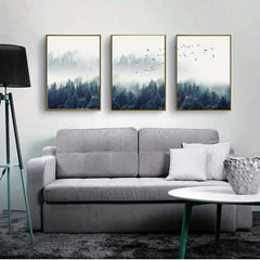 Nordic Forest Wall Art Set of 3 Canvas Prints 12x16in