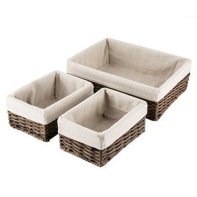 Hosroome Handmade Wicker Storage Baskets - Set of 3 Brown Nesting Baskets