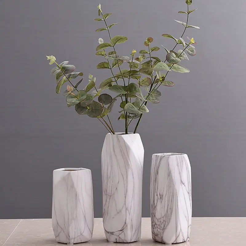 Geometric Stone Pattern Ceramic Flower Vase Decor