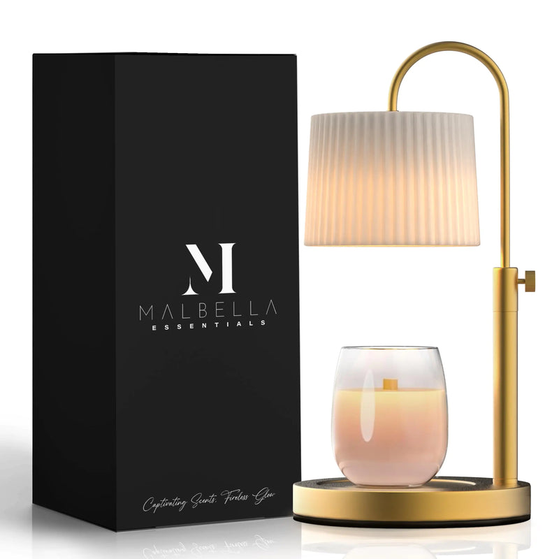 Malbella Essentials Glass Candle Warmer Lamp with Timer - Adjustable Height Candle Lamp Warmer with Timer (8H/4H/2H) Dimmer - Lamp Candle Warmer Melter - Ideal Gift fits Various Size Scented Candles