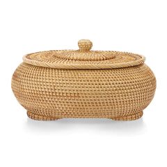 Hipiwe Round Rattan Storage Box with Lid - Woven Bread Basket