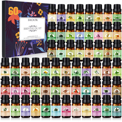 Essential Oil Set - Essential Oils - Pure Essential Oils - Perfect for Diffuser Massage Soap Candle Bath Bombs Making 60x10ml(0.33fl.oz)