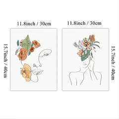 Frameless Modern Abstract Girl Canvas Art (3pcs Set)