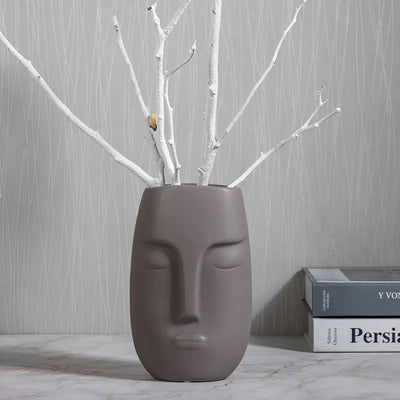 Ceramic Face Flower Vase - Beautiful Floral Arrangement