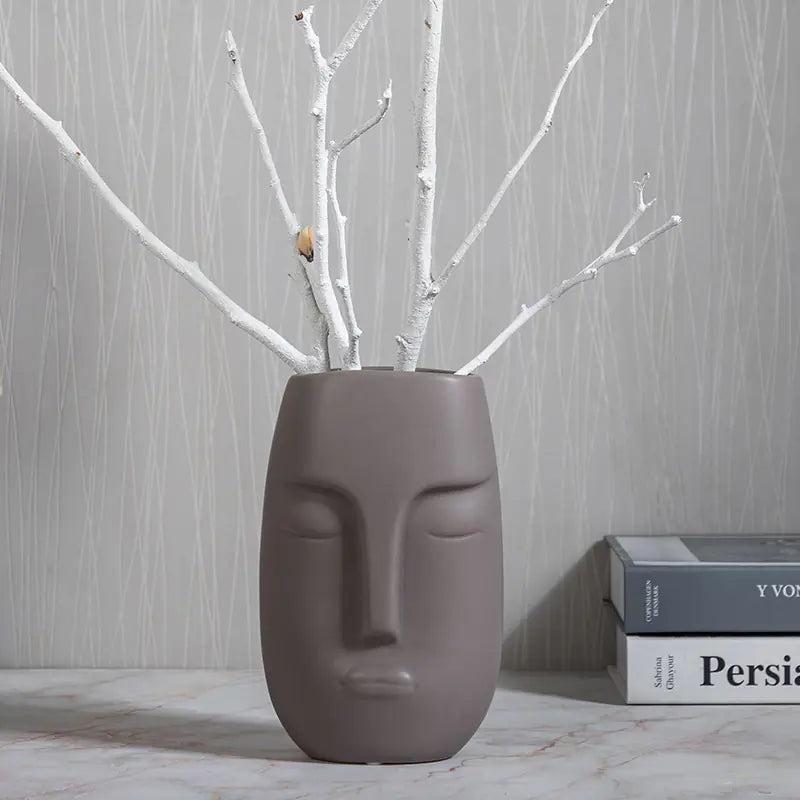 Ceramic Face Flower Vase - Beautiful Floral Arrangement