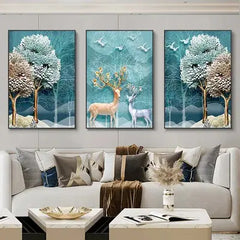 Nordic Luxury Ribbon Abstract Landscape Canvas Art (3 Pcs)