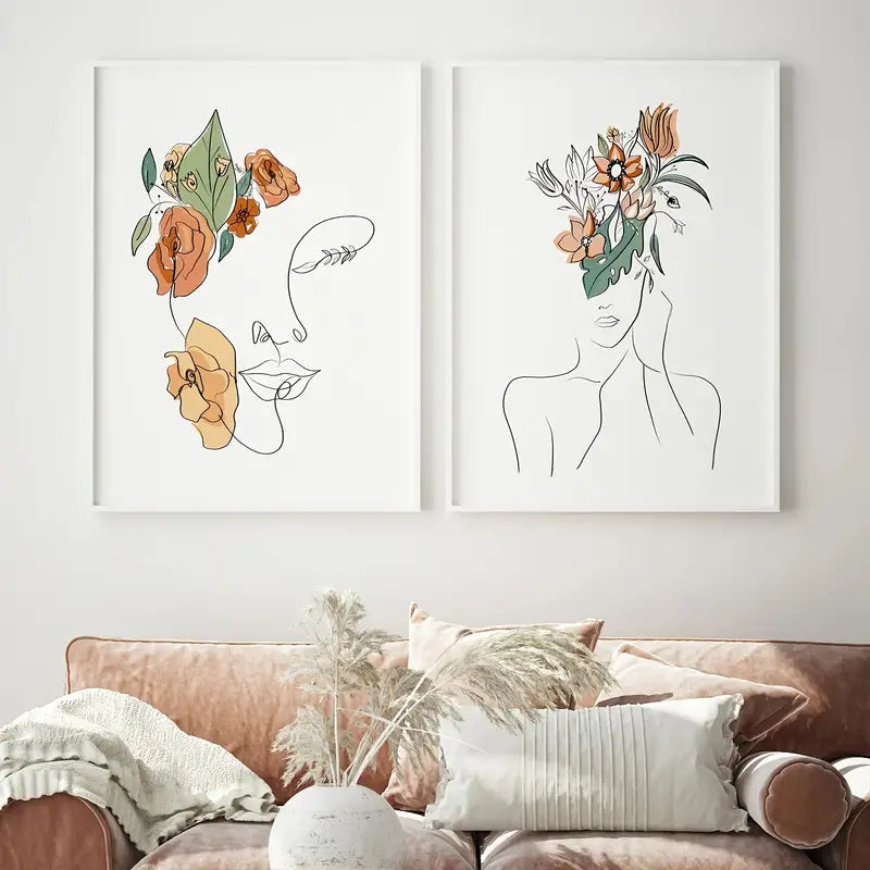 Frameless Modern Abstract Girl Canvas Art (3pcs Set)