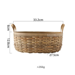 Hand-Woven Storage Basket with Carbonized Wood Handle