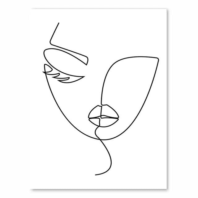 Nordic Minimalist Line Art Nude Woman Canvas Prints
